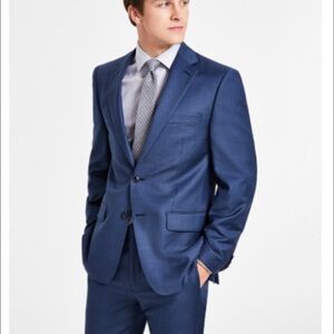 NWOT Calvin Klein X-Fit Men's Blue Wool Suit Jacket (38R) & Pants (33x32)